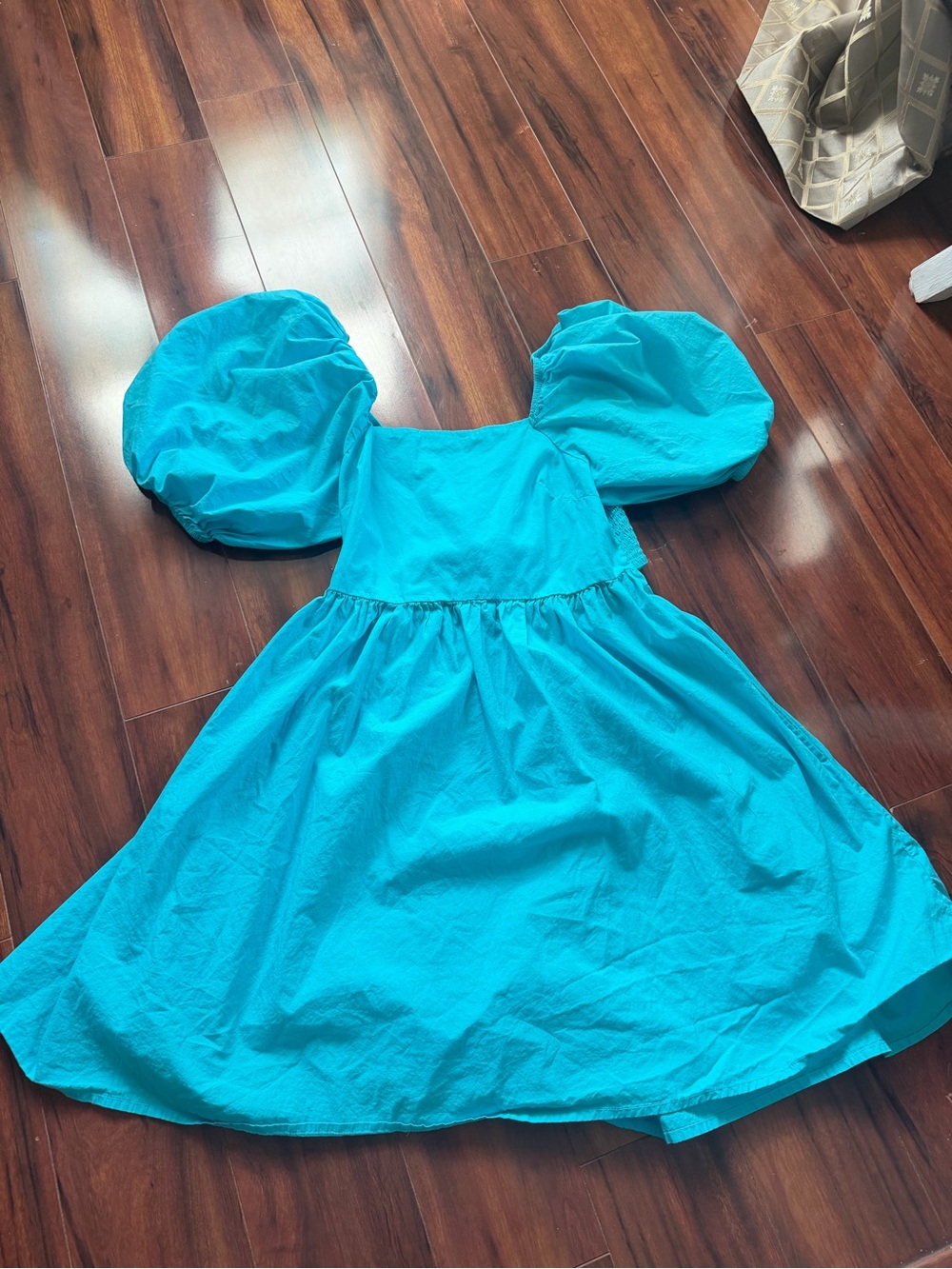 A new day Turquoise Puff Sleeve Mini Dress